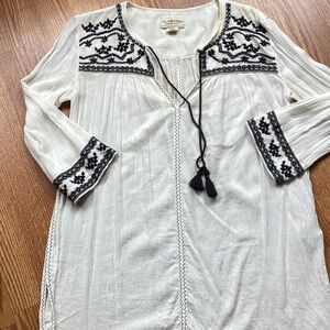 Denim & Supply Ralph Lauren Cream Tunic with Black Embroidery